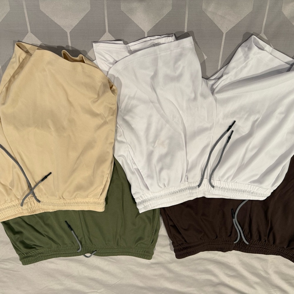 Set of Four Athletic Shorts in Neutral Tones
